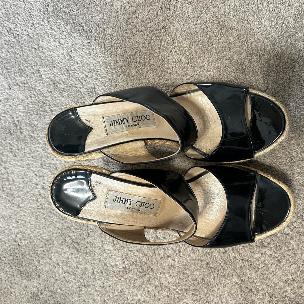 Jimmy Choo Black Wedge Sandals